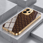 Oppo Reno 15 Mini 5G Luxury Monogram Brown Electroplated Gold Glass Case