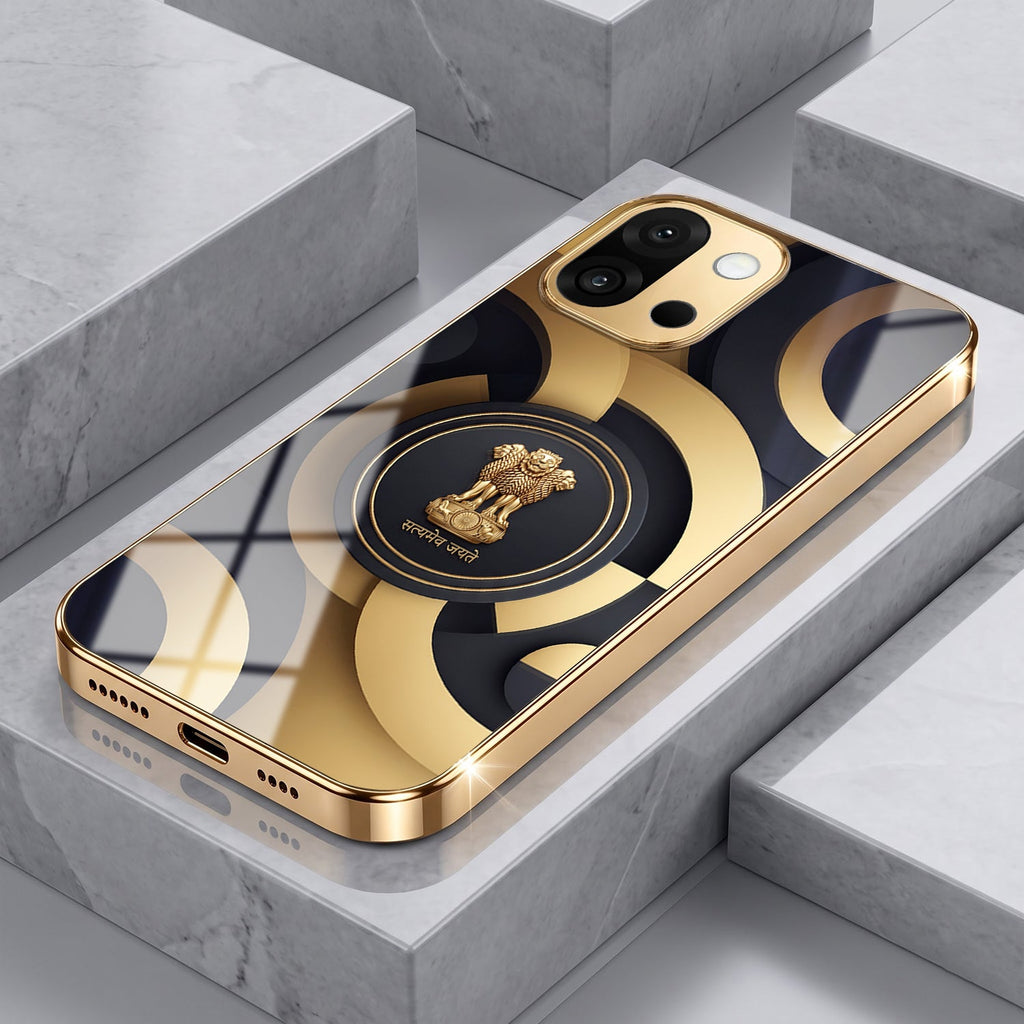 OnePlus 13s 5G Royal Emblem Gold Electroplated Glass Phone Back Case