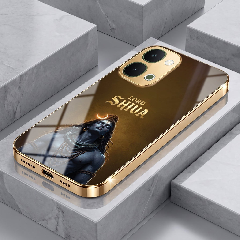 Vivo Y51 Pro 5G Lord Shiva Gold Electroplated Glass Phone Back Case