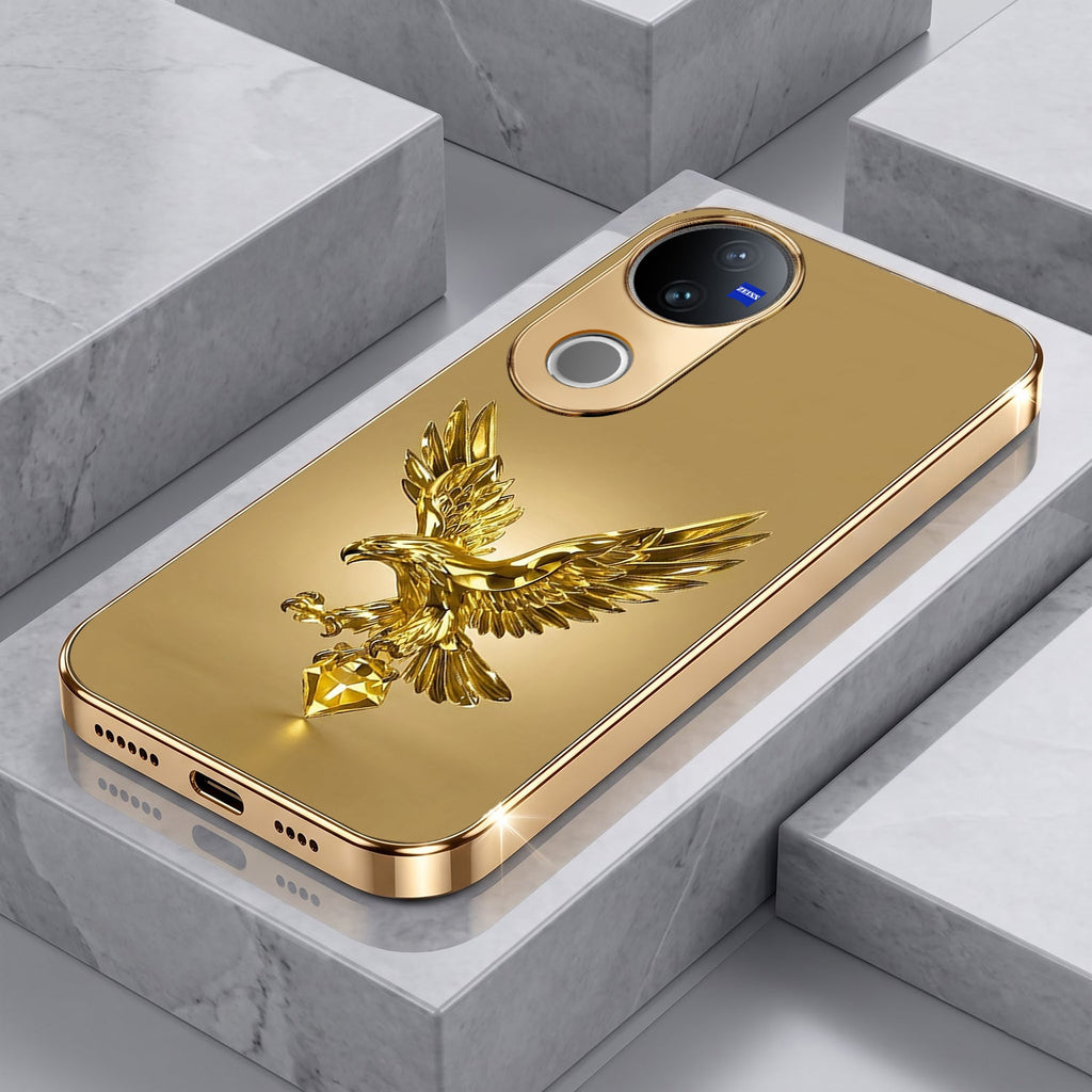 Vivo T4R 5G Golden Eagle Gold Electroplated Glass Phone Back Case