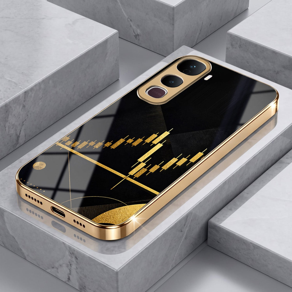 Vivo V70 FE 5G Trading Candles Gold Electroplated Glass Phone Back Case