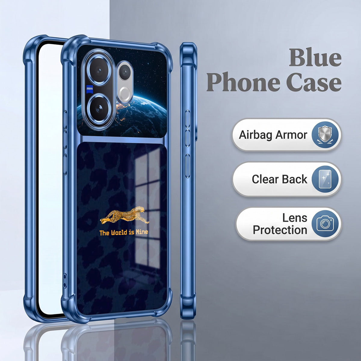 Vivo V60 5G World Is Mine Dual-Tone Transparent Blue Airbags Case