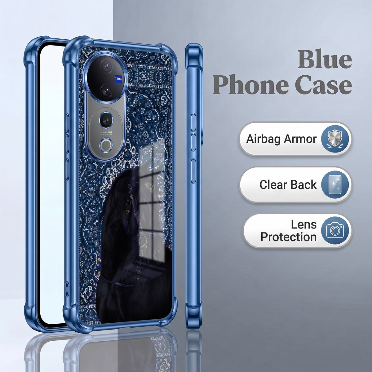 Vivo V40 Pro 5G Premium Royal Horse Blue Airbags Printed Back Case