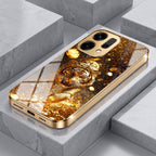 Oppo Reno 14 5G Luxury Tiger Gold Electroplated Glass Case