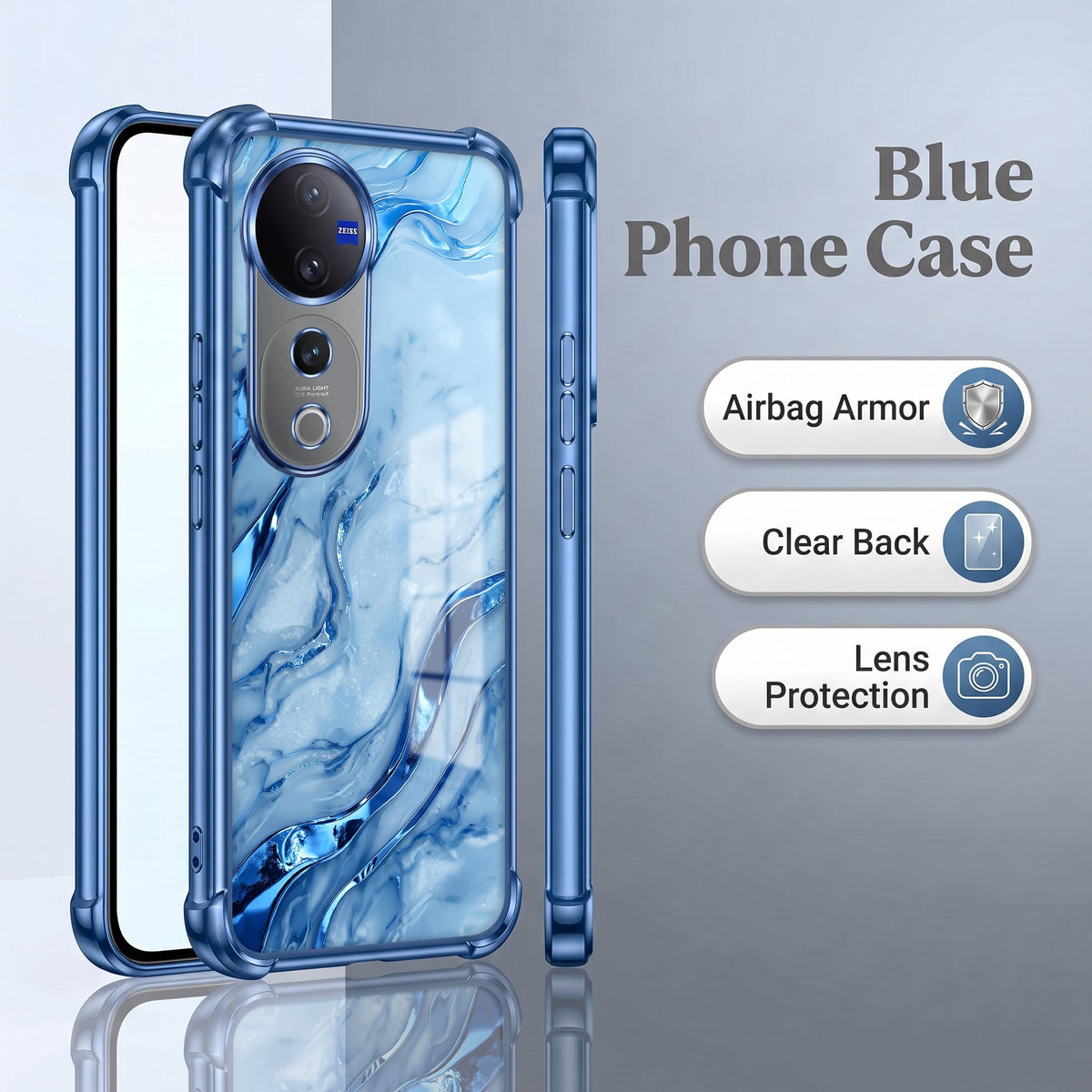 Vivo V40 Pro 5G Marvel Texture Blue Airbags Printed Back Case