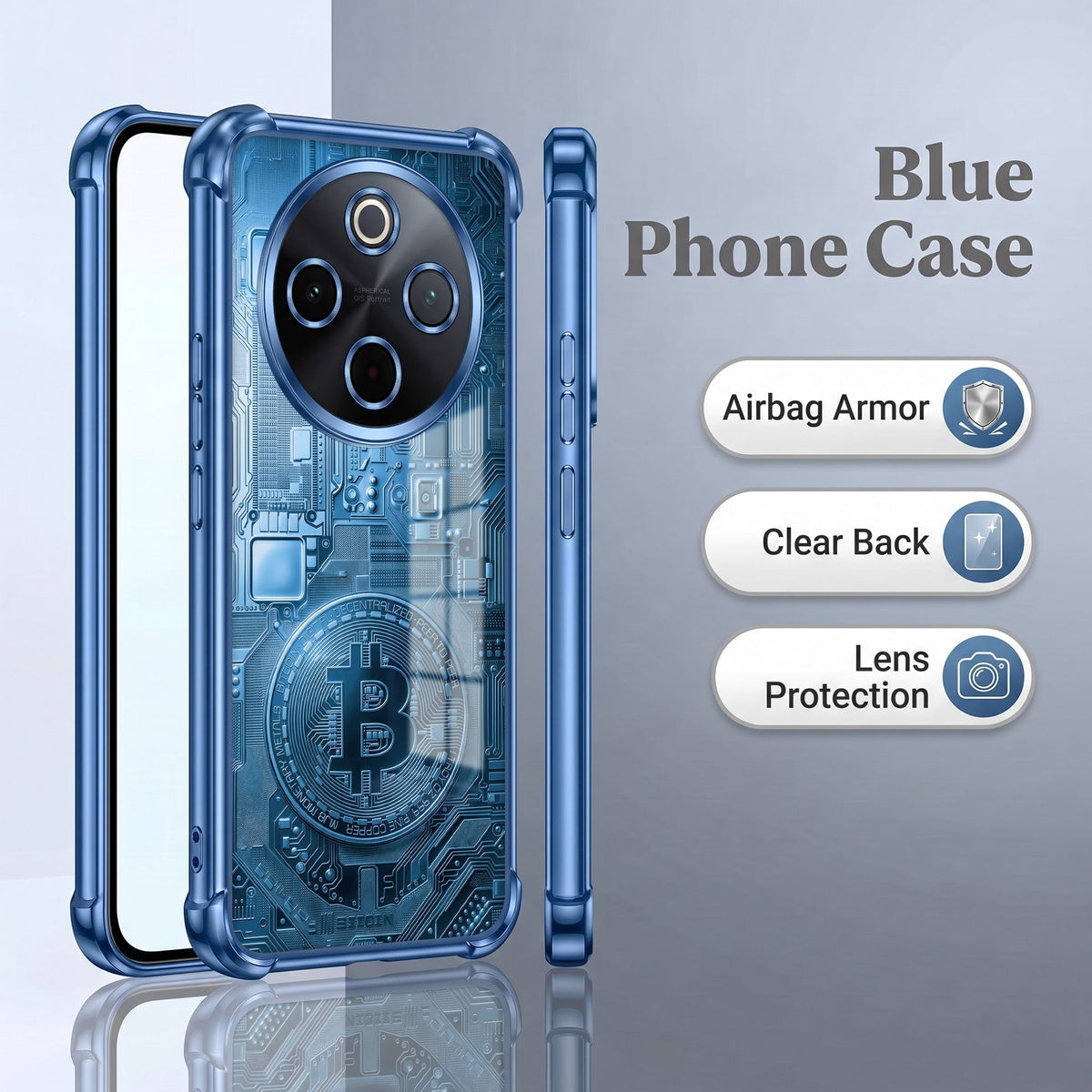 Vivo T4 5G Bitcoin Blue Airbags Printed Back Case