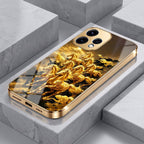 Oppo Reno 15 5G Horses Royal Glory Gold Electroplated Glass Phone Back Case