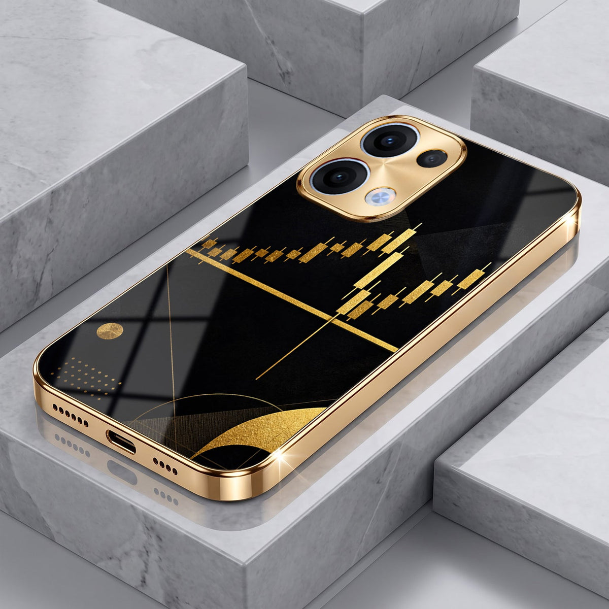 Oppo Reno 13 5G Trading Candles Gold Electroplated Glass Case