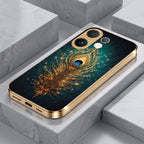 Vivo T4 Pro 5G Golden Peacock Feather Gold Electroplated Glass Phone Back Case
