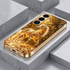 Samsung Galaxy A56 5G Golden Horse Sparkle Gold Electroplated Glass Phone Back Case