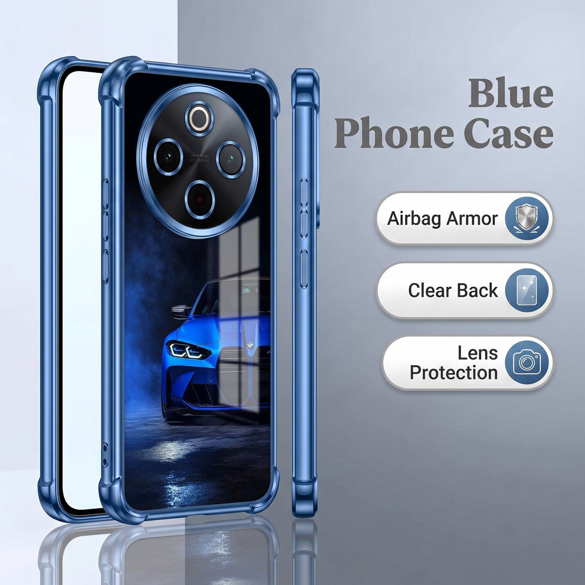 Vivo T4 5G BMW Sport Car Blue Airbags Printed Back Case