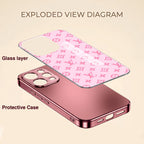 Vivo V70 5G Luxury Monogram Pink Electroplated Glass Phone Back Case