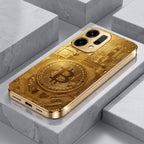 Oppo Reno 14 5G Bitcoin Gold Electroplated Glass Phone Back Case