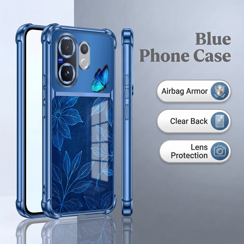 Vivo V60 5G Azure Butterfly Dual-Tone Transparent Blue Airbags Case
