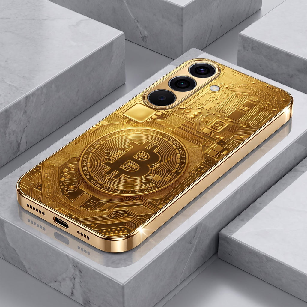 Samsung Galaxy A36 5G Bitcoin Gold Electroplated Glass Phone Back Case