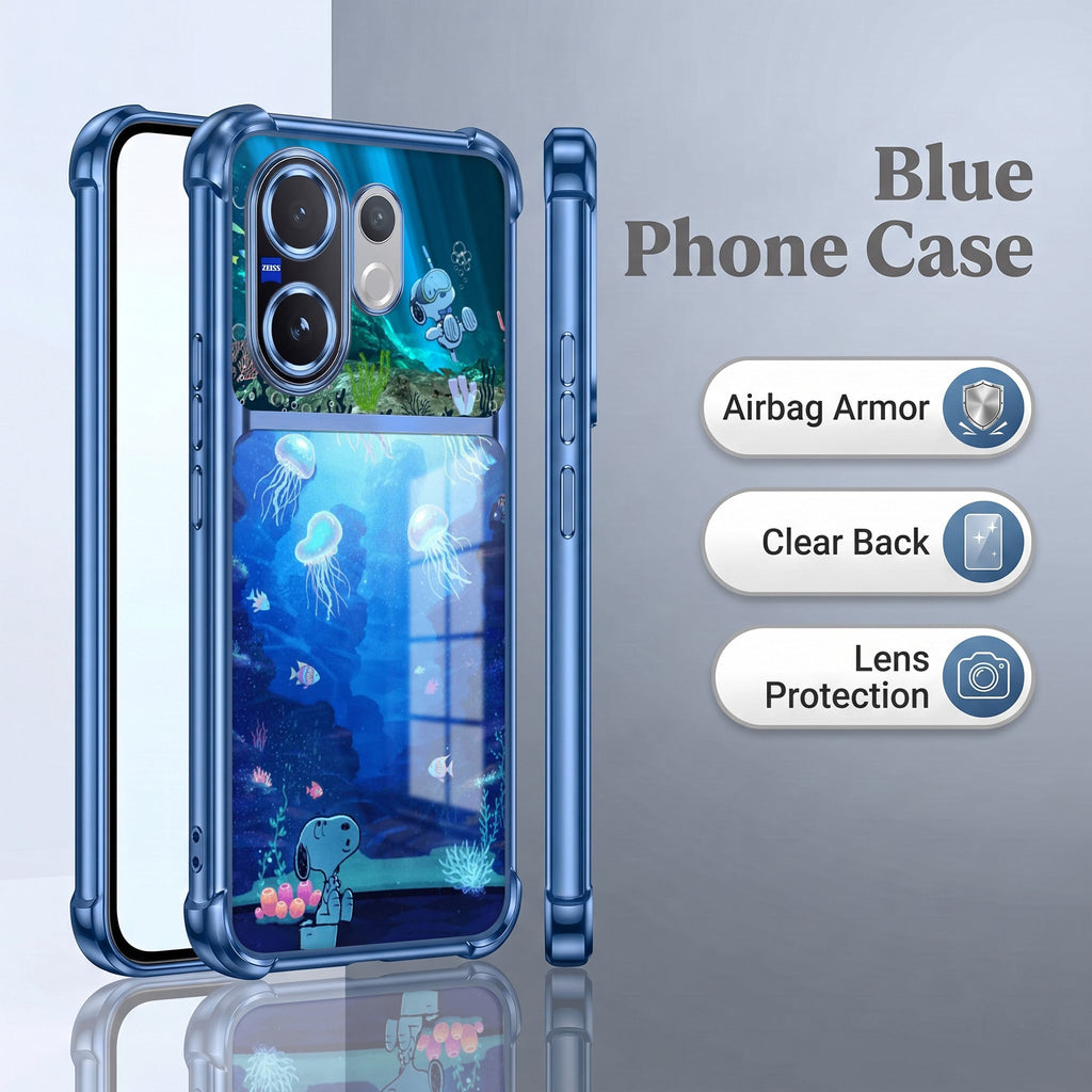Vivo V60 5G Mystic Jellyfish Dual-Tone Transparent Blue Airbags Case