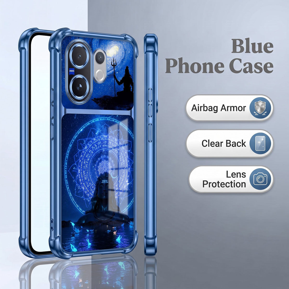 Vivo V60 5G Adiyogi Dual-Tone Transparent Blue Airbags Case