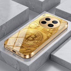 Vivo X300 Pro 5G Bitcoin Gold Electroplated Glass Phone Back Case