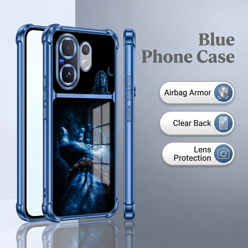 Vivo V60 5G Mahadev Divine Touch Dual-Tone Transparent Blue Airbags Case