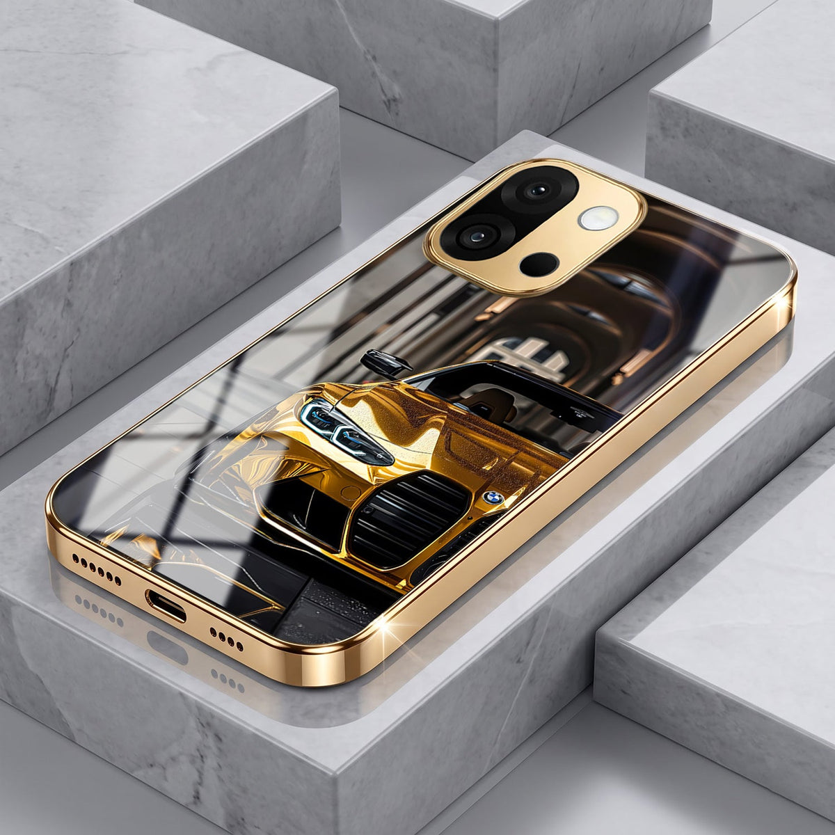 OnePlus 13s 5G Golden BMW Gold Electroplated Glass Phone Back Case