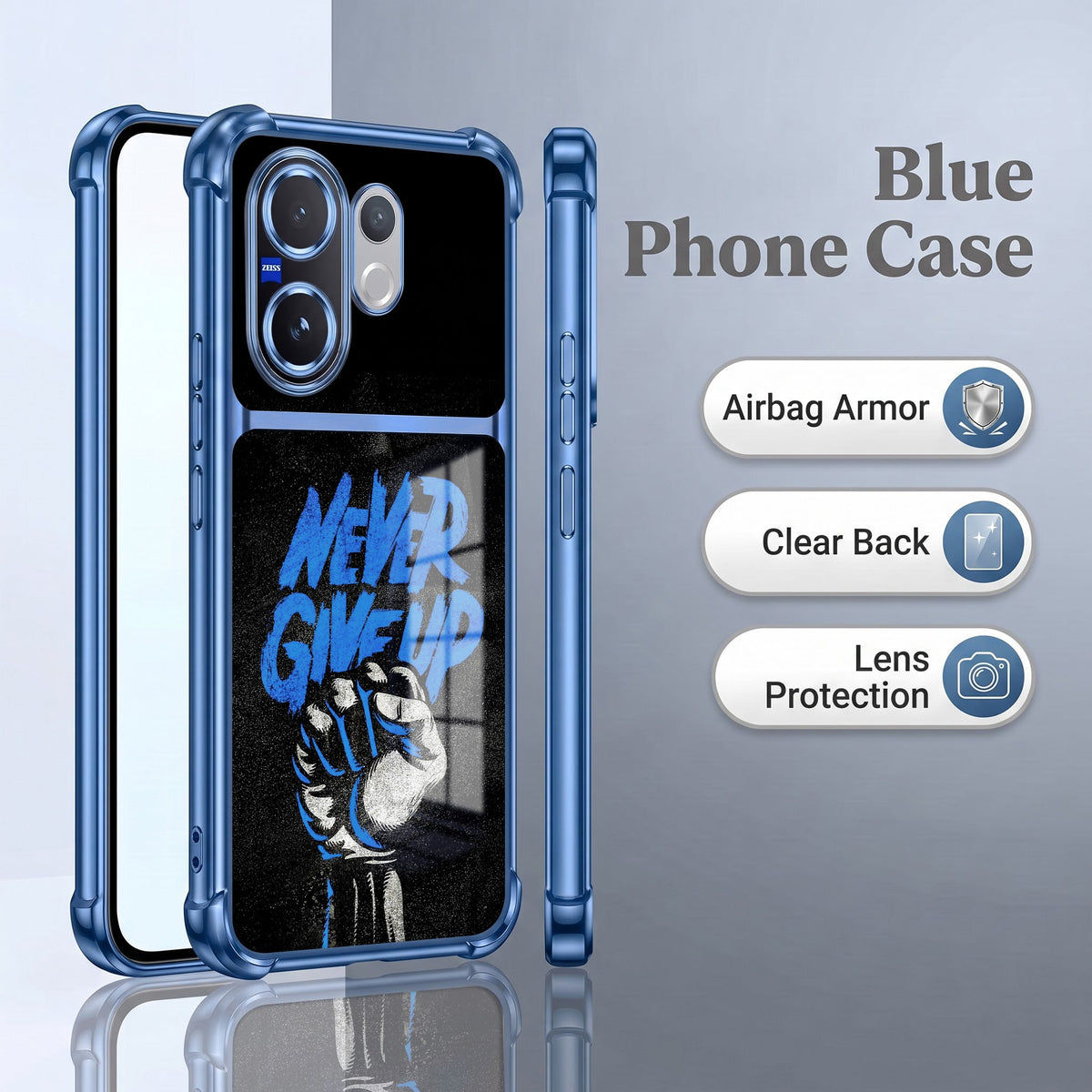 Vivo V60 5G Naver Give Up Dual-Tone Transparent Blue Airbags Case