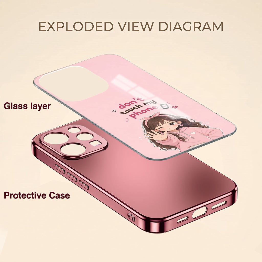 Vivo V70 5G Luxury Anime Girl Pink Electroplated Glass Phone Back Case