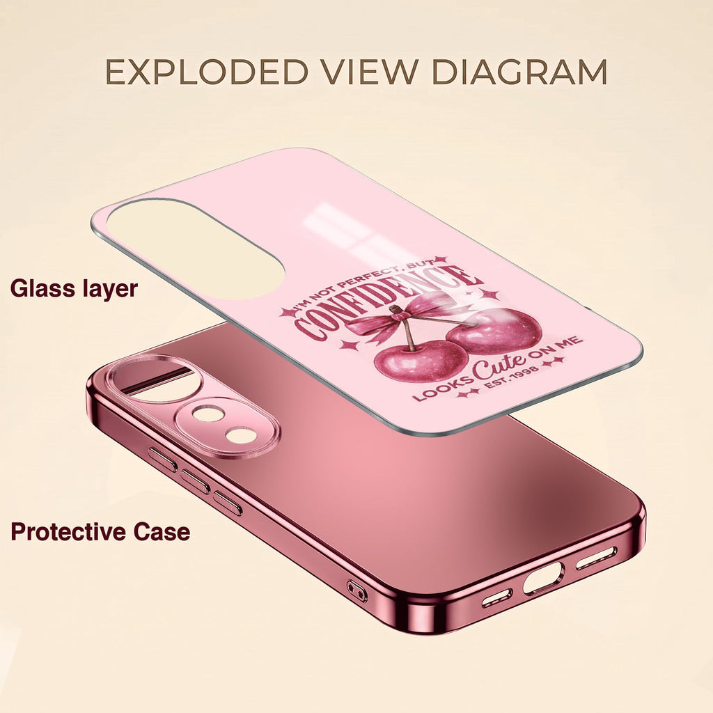 Vivo V40 Pro 5G Luxury Cherry Bow Pink Electroplated Glass Phone Back Case