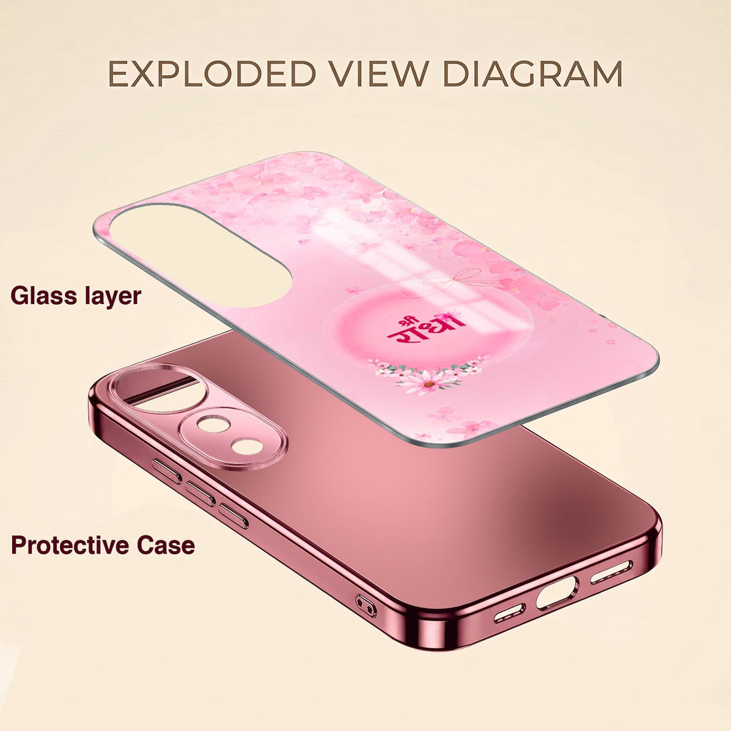Vivo V40 Pro 5G Luxury Shree Radha Pink Electroplated Glass Phone Back Case