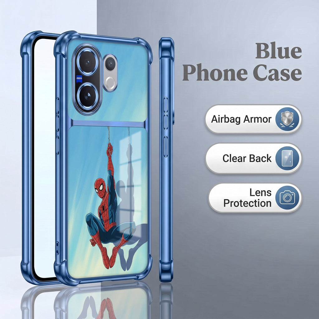 Vivo V60 5G Spiderman Dual-Tone Transparent Blue Airbags Case