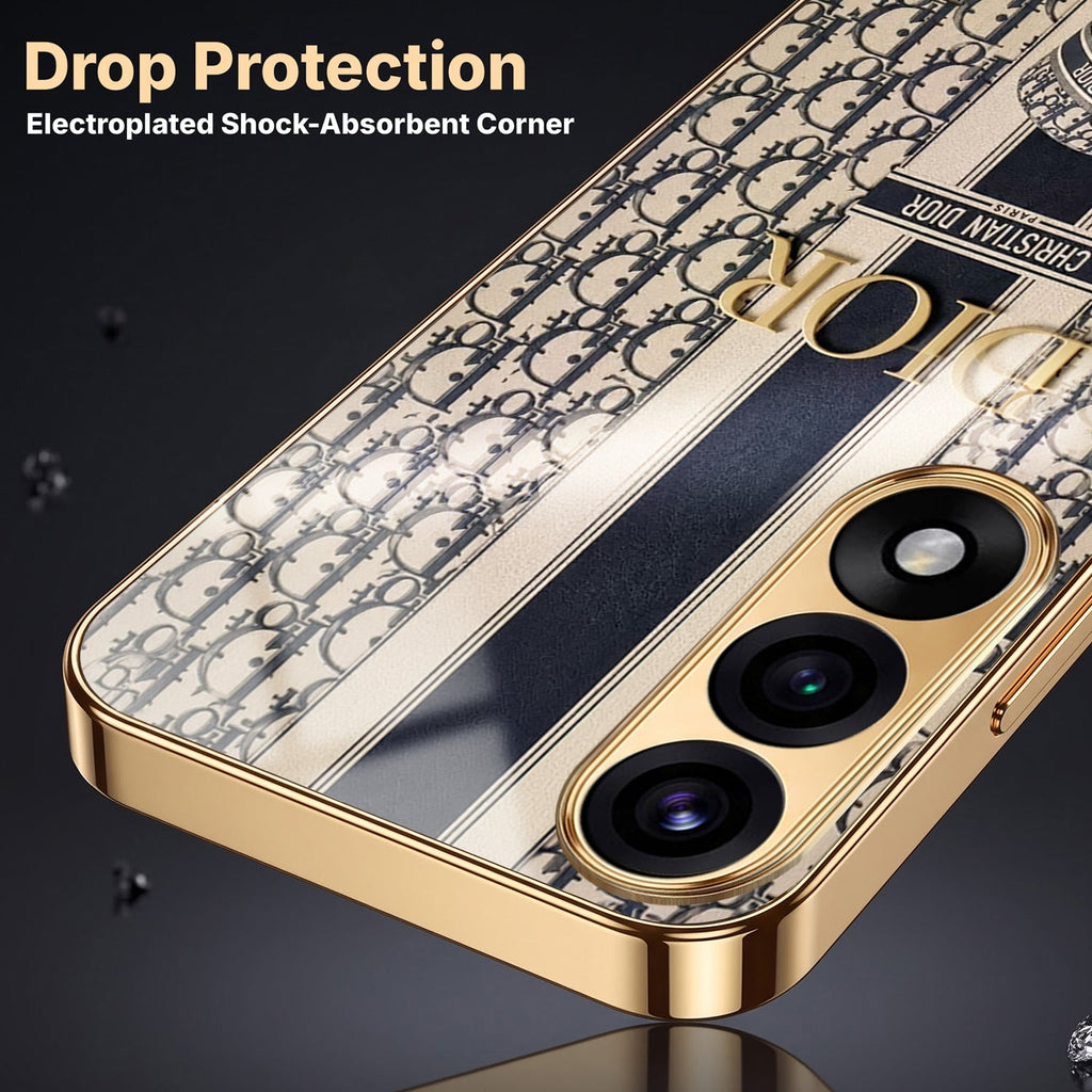 Oneplus Nord 5 5G Luxury Dior Gold Electroplated Glass Phone Back Case