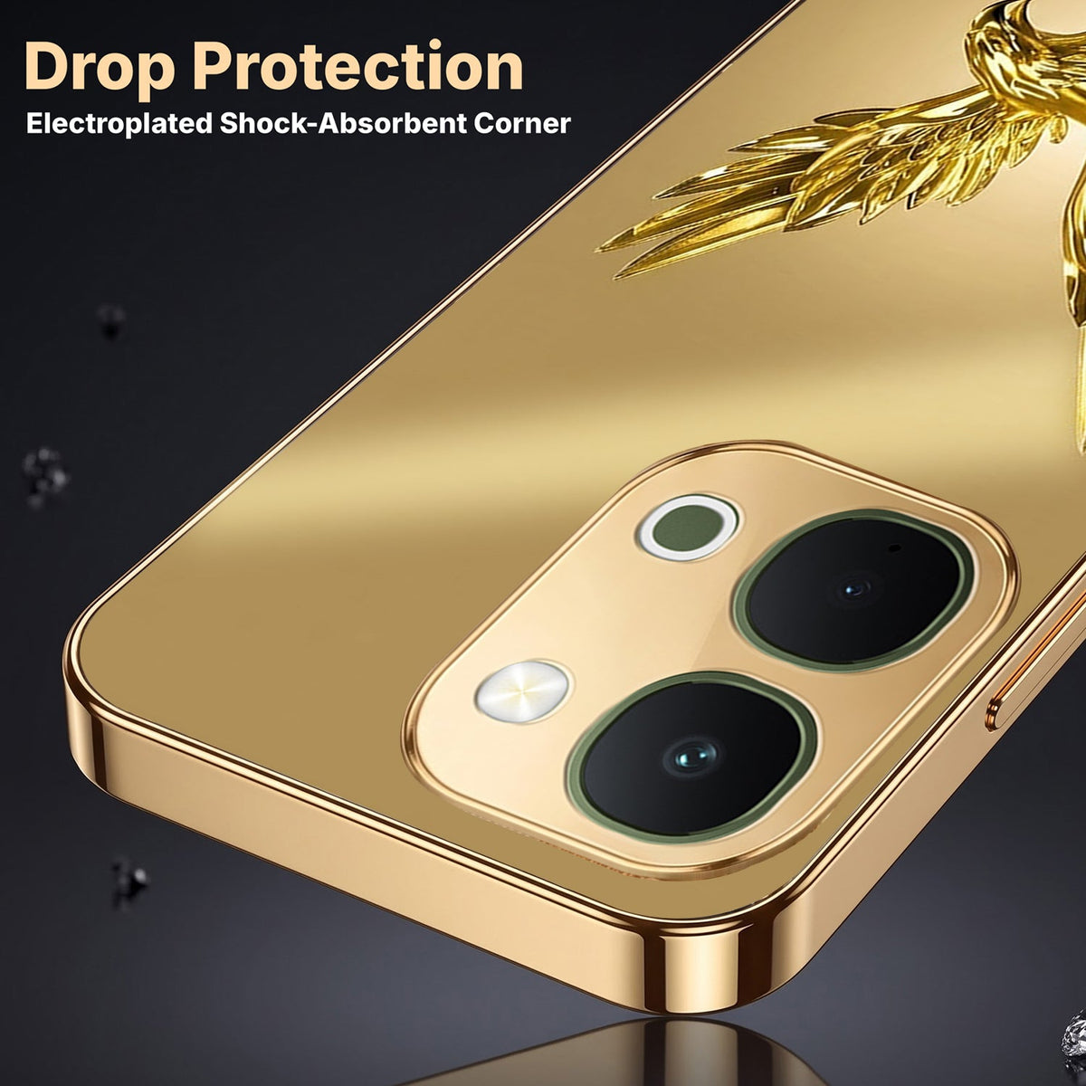 Vivo Y51 Pro 5G Golden Eagle Gold Electroplated Glass Phone Back Case