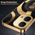 Vivo T5x 5G Royal Emblem Gold Electroplated Glass Phone Back Case