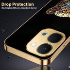 Vivo T5x 5G Panther Gold Electroplated Glass Phone Back Case