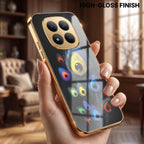 Redmi Note 15 Pro+ 5G Premium Peacock Feather Gold Electroplated Glass Phone Back Case