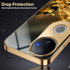 Vivo V50 5G Horses Royal Glory Gold Electroplated Glass Phone Back Case