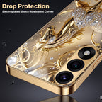 OnePlus Nord 5 5G Luxury Horse Texture Gold Electroplated Glass Phone Back Case
