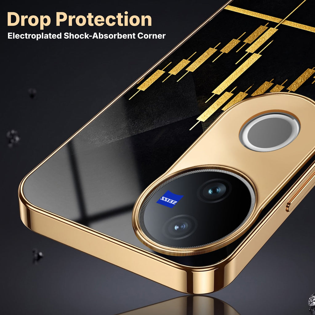 Vivo V50 5G Trading Candles Gold Electroplated Glass Case