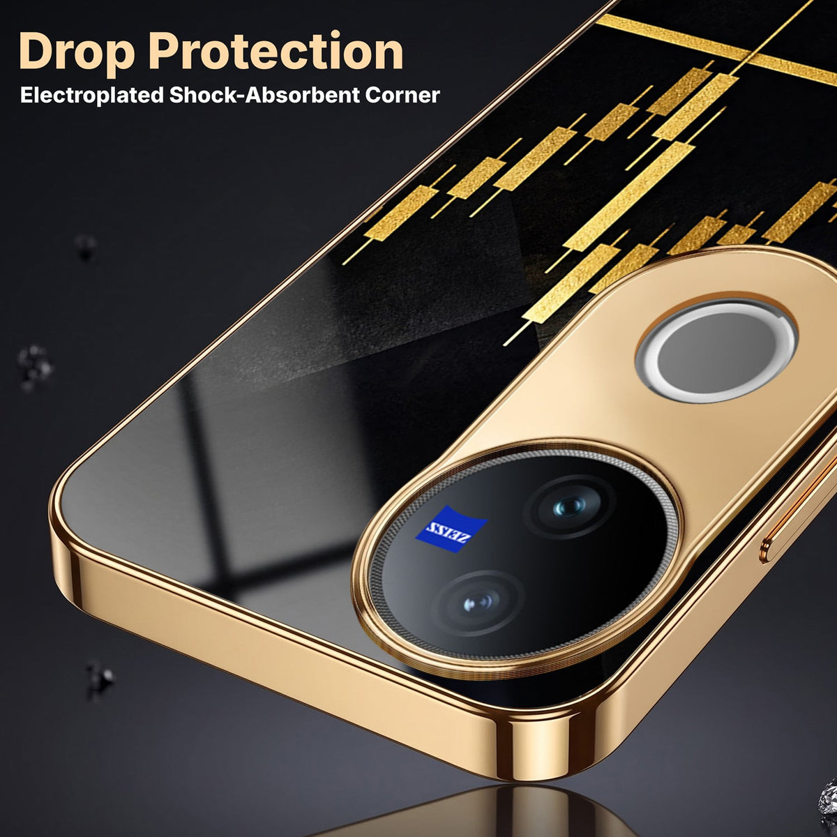 Vivo V50 5G Trading Candles Gold Electroplated Glass Case