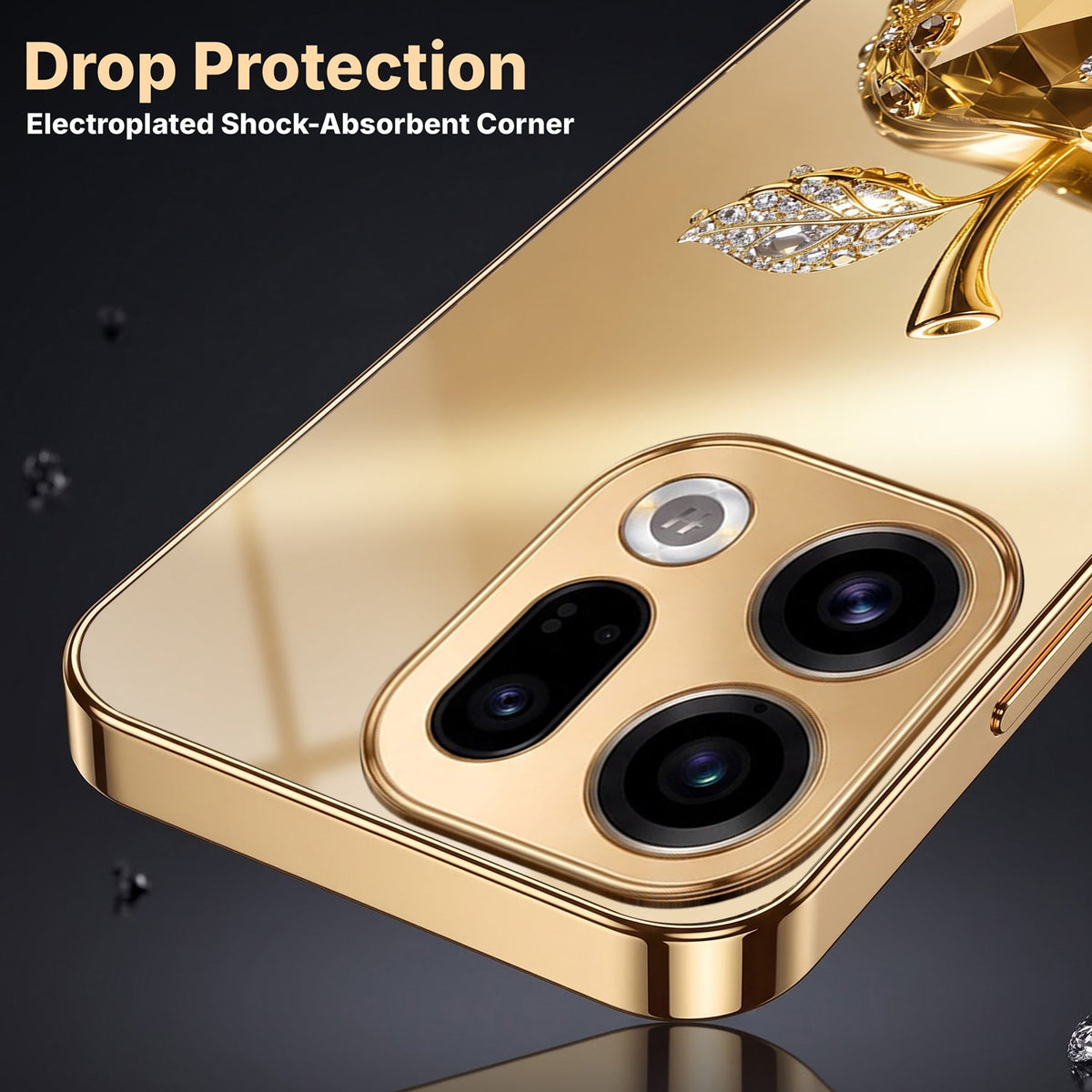 Oppo Find X9 5G Golden Apple Gold Electroplated Glass Phone Back Case