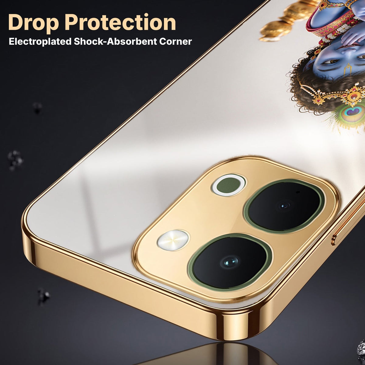 Vivo Y51 Pro 5G Bal Krishna Blessings Gold Electroplated Glass Phone Back Case