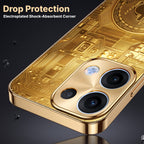 Oppo Reno 13 5G Bitcoin Gold Electroplated Glass Phone Back Case