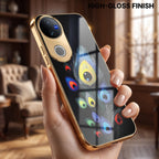 Vivo V50 5G Multi-Feather Peacock Gold Electroplated Glass Phone Back Case