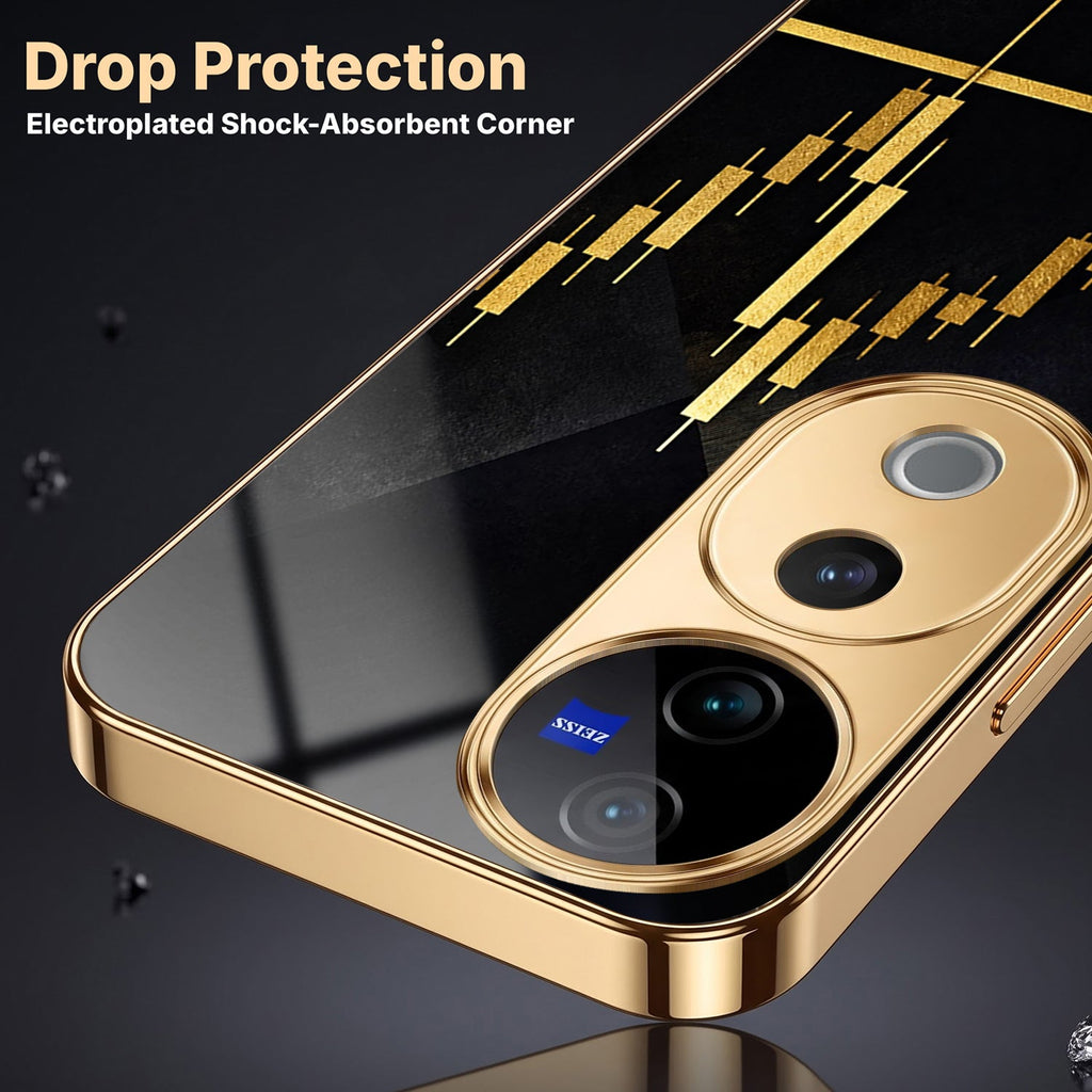 Vivo V40 Pro 5G Trading Candles Gold Electroplated Glass Case