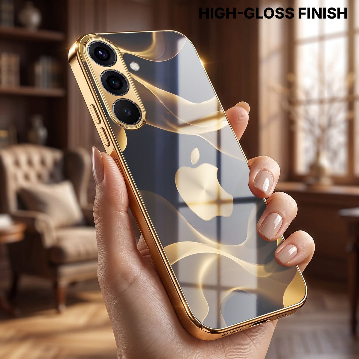Samsung Galaxy A36 5G Luxury Wave Gold Electroplated Glass Phone Back Case