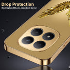 Redmi Note 15 Pro+ 5G Golden Eagle Gold Electroplated Glass Phone Back Case