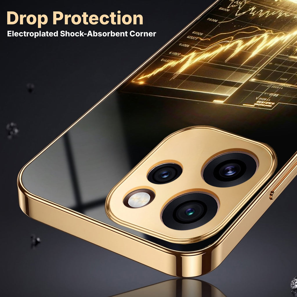 Oppo Reno 15 Mini 5G Luxury Wealth Trader Gold Electroplated Glass Case