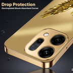 Oppo Reno 14 5G Golden Eagle Gold Electroplated Glass Phone Back Case