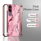 Vivo V70 FE 5G Crystal Wave Energy Pink Electroplated Glass Phone Back Case