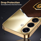 Samsung Galaxy A56 5G Dragon Crest Gold Electroplated Glass Phone Back Case