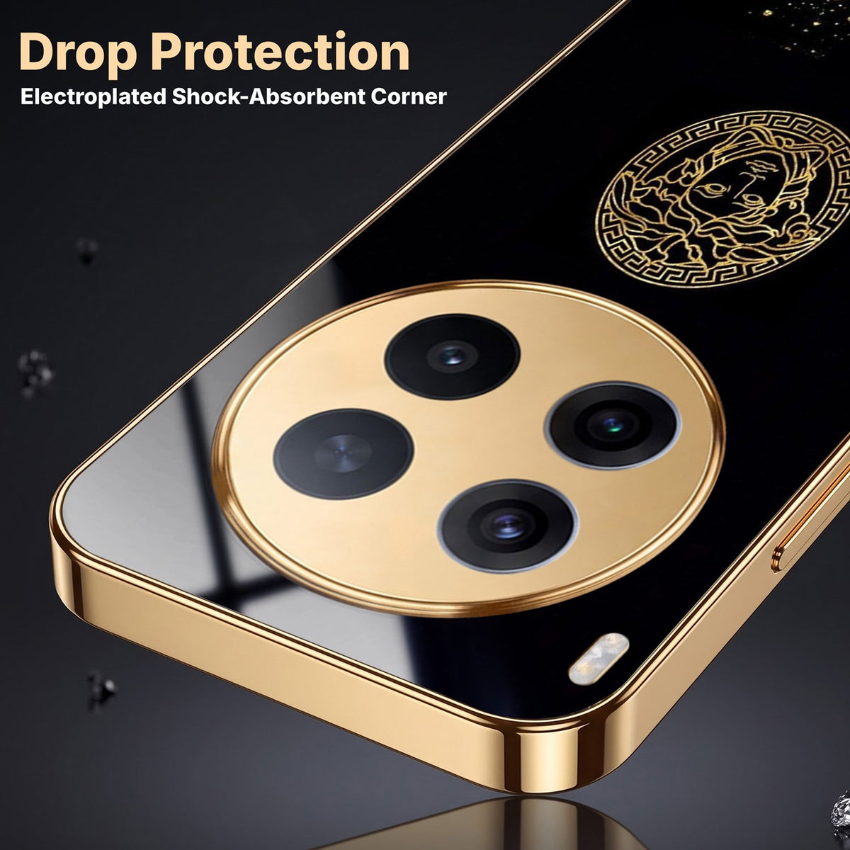 Vivo X300 Pro 5G Medusa Head Gold Electroplated Glass Phone Back Case